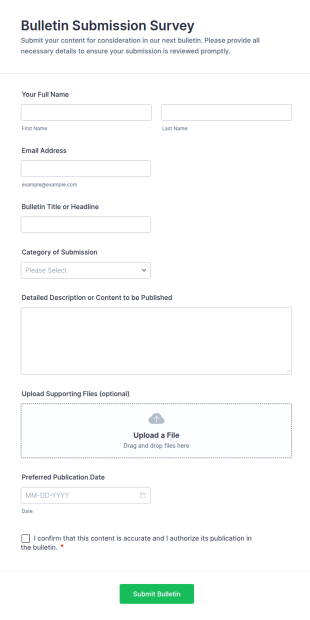 Bulletin Submission Survey Form Template