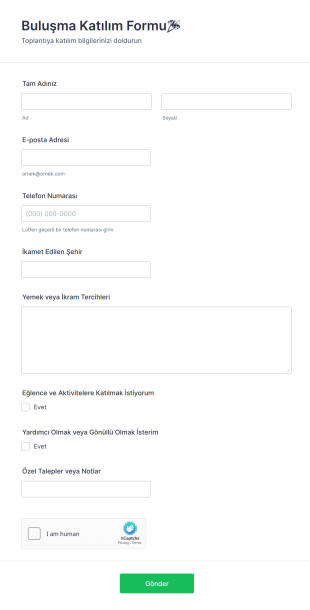 Buluşma Katılım Formu🎉 Form Şablonu