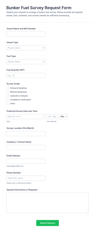 Bunker Fuel Survey Request Form Template