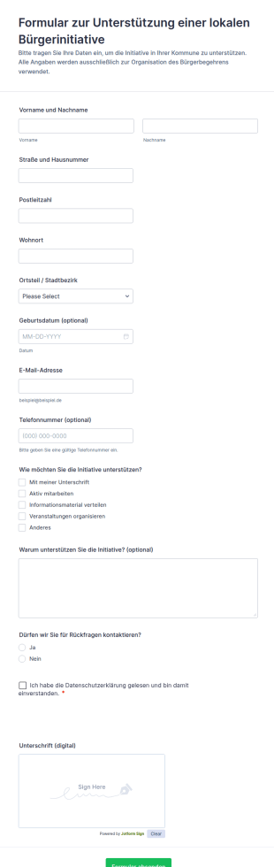 Bürgerinitiative Antragsformular
