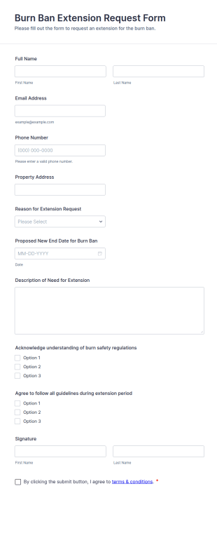 Burn Ban Extension Request Form Template