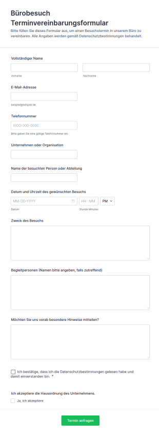 Bürobesuchsterminvereinbarung Formular 🏢🗓️