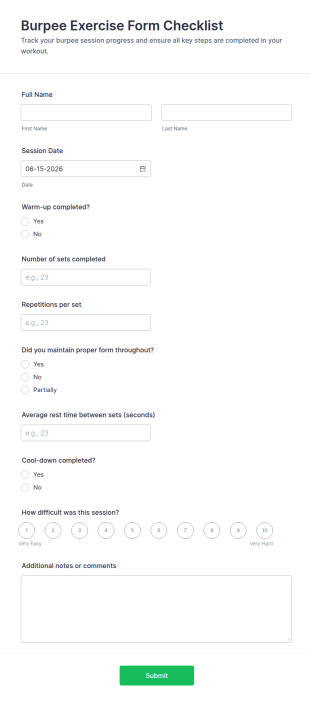 Burpee Exercise Form Template