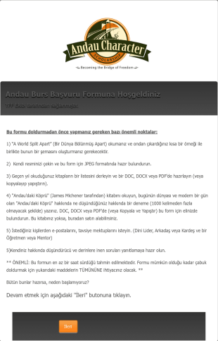 Burs Başvurusu Form Şablonu