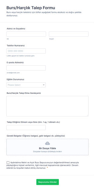 Burs/Harçlık Talep Form Şablonu