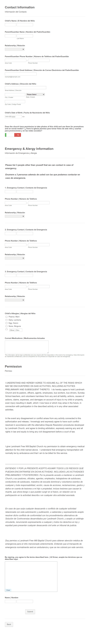 Bus Rider Information And Permission Form Template