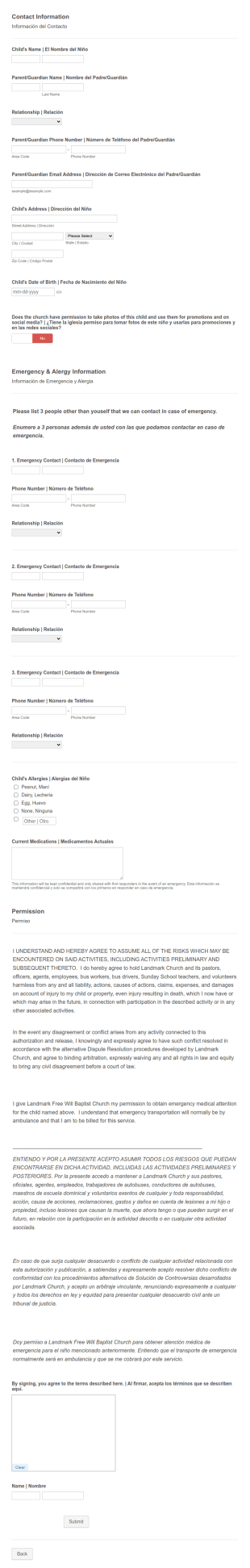 Bus Rider Information And Permission Form Template