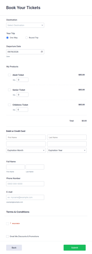 Bus Ticket Booking Form Template