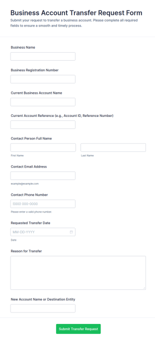 Business Account Transfer Request Form Template