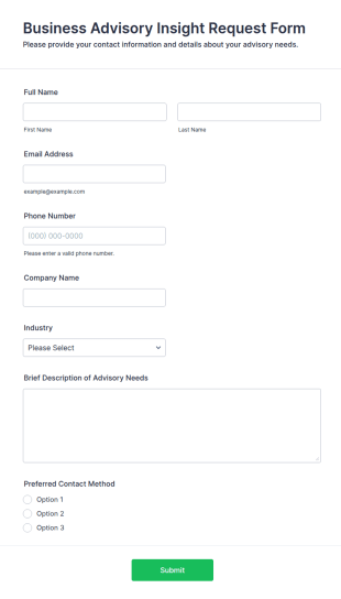 Business Advisory Insight Request Form Template