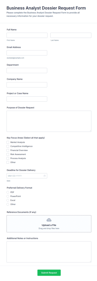 Business Analyst Dossier Request Form Template