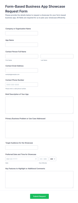 Business App Showcase Request Form Template