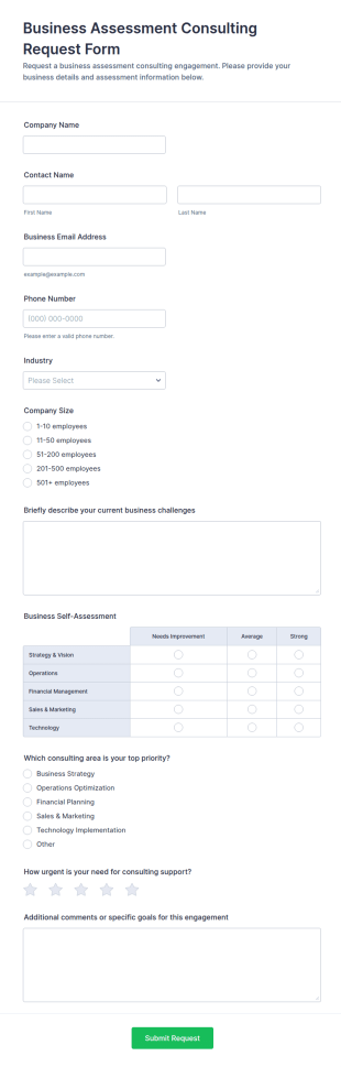 Business Assessment Consulting Request Form Template