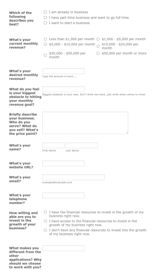 Business Audit Survey Form Template