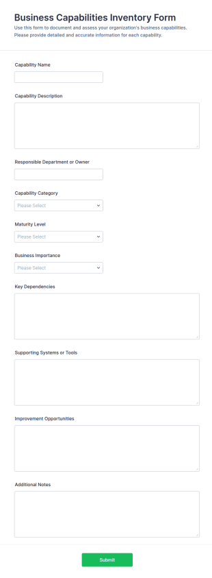 Business Capabilities Inventory Form Template