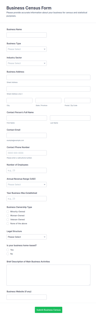 Business Census Form Template