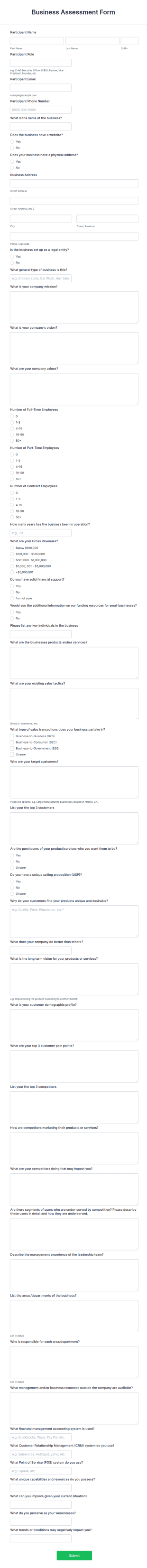 Client Assessment Form Template.pdf Business Client Assessment Form Template | Jotform