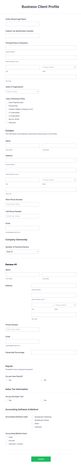 Accounting Firms Client Profile Form Template
