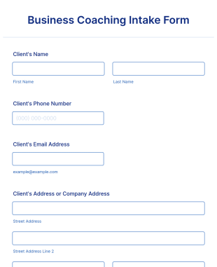 Business Coaching Intake Form Template