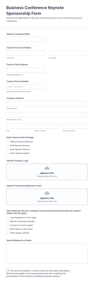 Business Conference Keynote Sponsorship Form Template