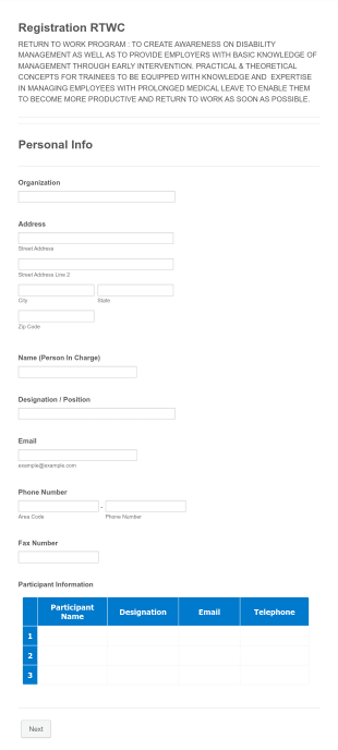 Business Conference Registration Form Template