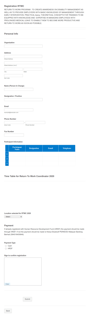 Business Conference Registration Form Template