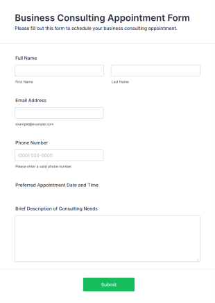 Business Consulting Appointment Form Template