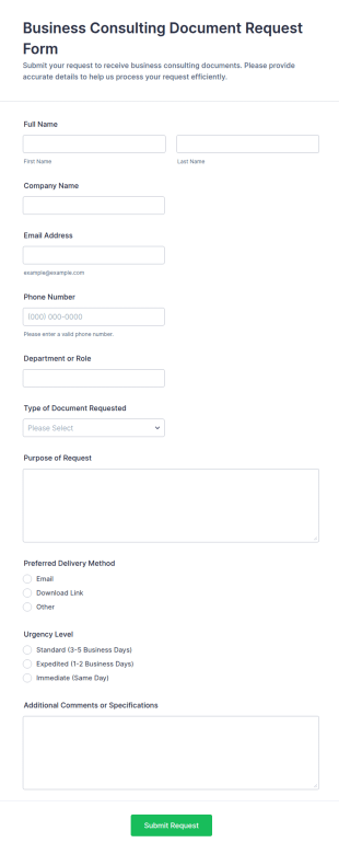 Business Consulting Document Request Form Template