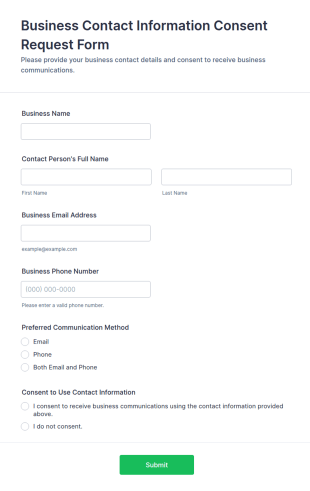 Business Contact Information Consent Request Form Template