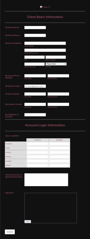 Business Customer Registration Form Template