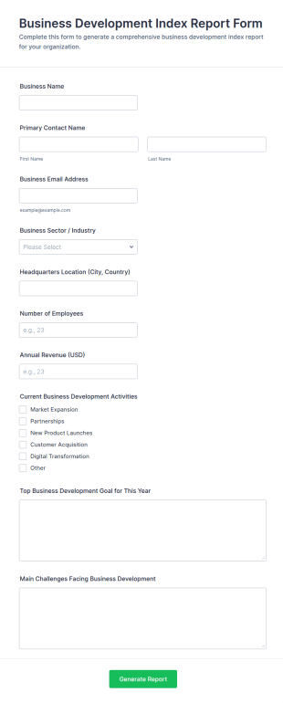 Business Development Index Report Form Template