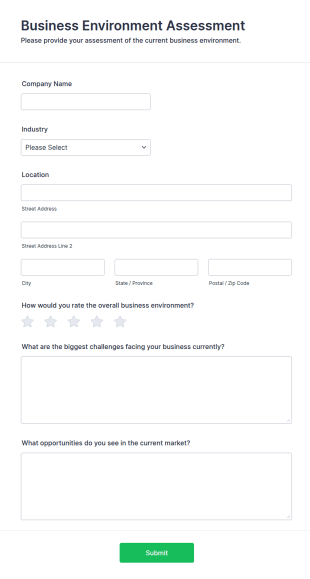 Business Environment Assessment Form Template
