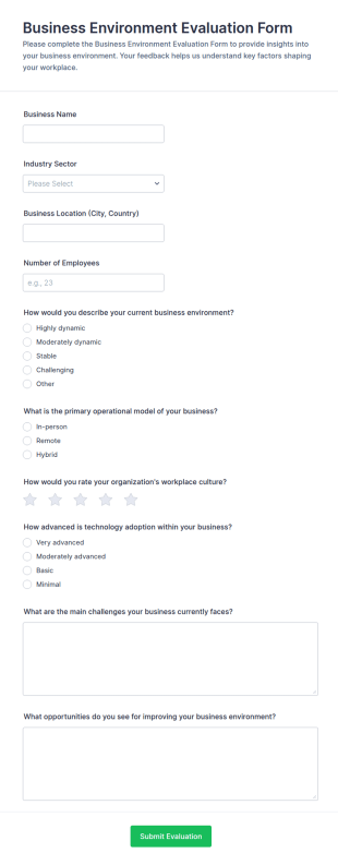 Business Environment Evaluation Form Template