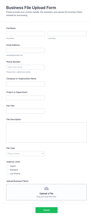 Business File Upload Form Template