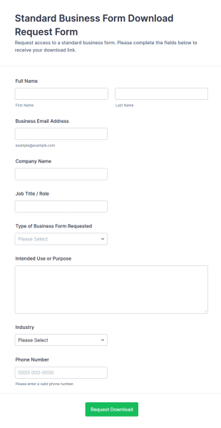 Business Form Download Request Form