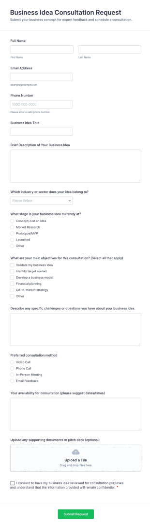 Business Idea Consultation Request Form Template