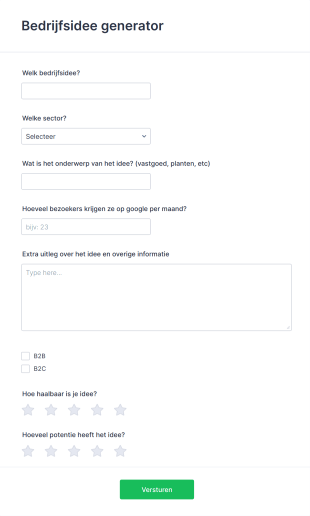Business Idea Generator Form Template