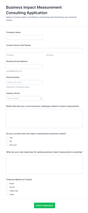 Business Impact Measurement Consulting Application Form Template