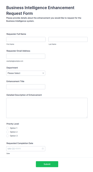 Business Intelligence Enhancement Request Form Template