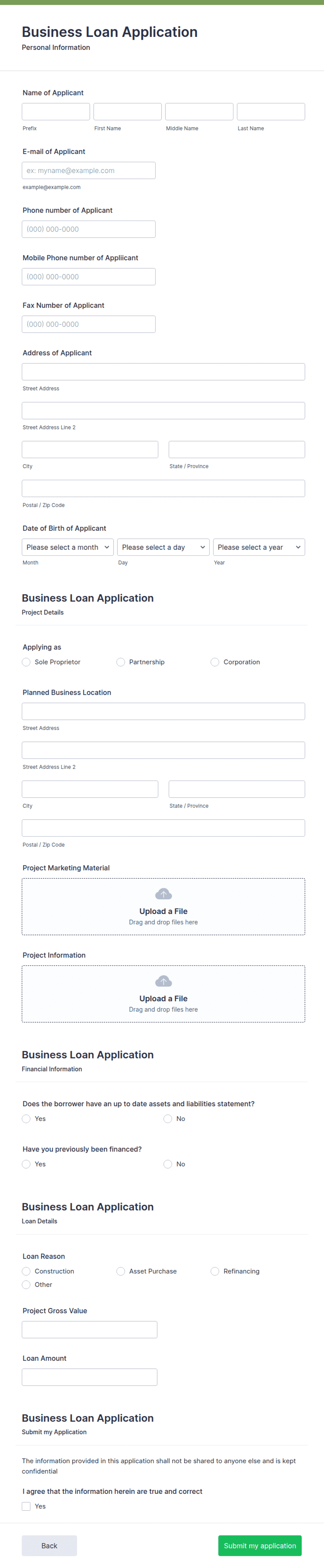 Business Loan Application Form Template Jotform