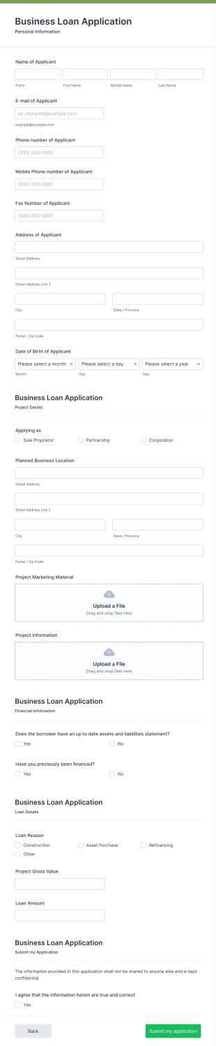 Business Loan Application Form Template