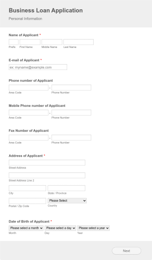 Business Loan Application Form Template