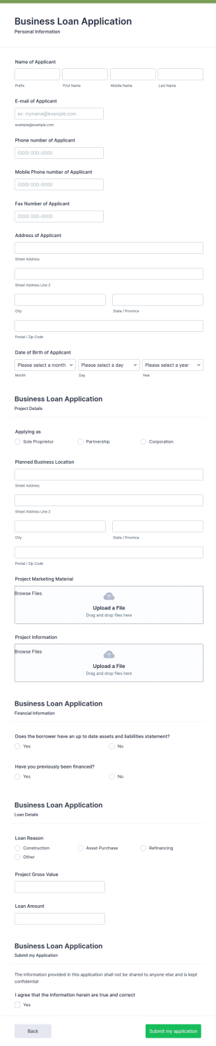 Business Loan Application Form Template