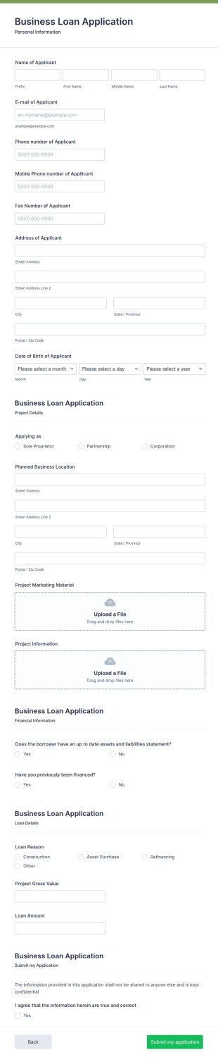 Business Loan Application Form Template
