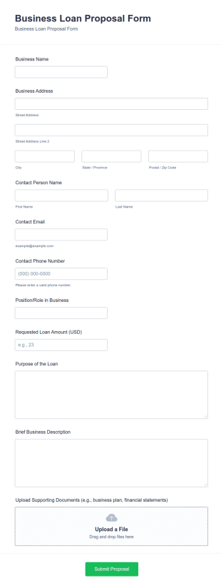 Business Loan Proposal Form Template