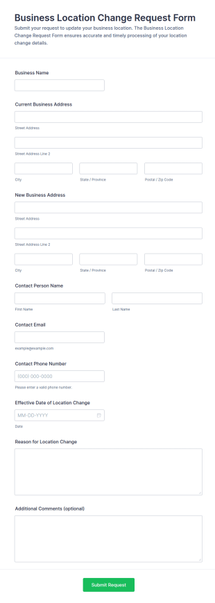 Business Location Change Request Form Template