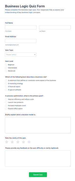Business Logic Quiz Form Template
