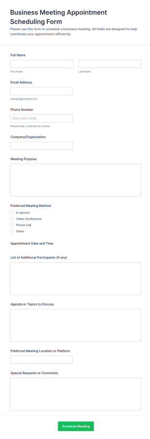 Business Meeting Appointment Scheduling Form Template