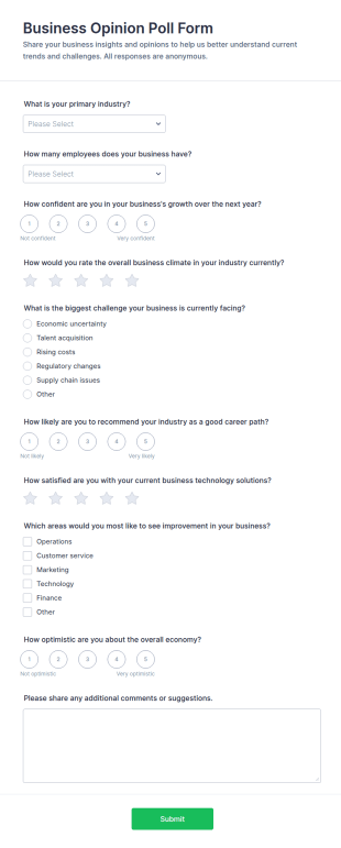 Business Opinion Poll Form Template