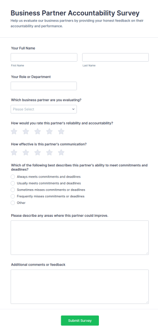 Business Partner Accountability Survey Form Template